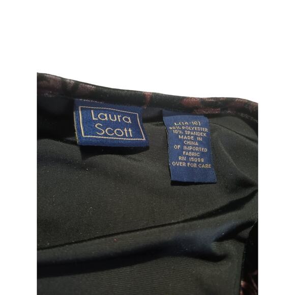 Womens Black Velvet Cardigan Tank Duet Top Laura Scott Floral Size L 14-16 - Picture 8 of 9